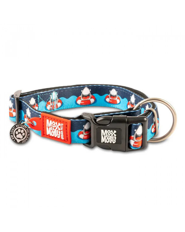 Max & Molly Smart ID Collar Frenzy the Shark Нашийник з QR-кодом, малюнок "Шалена акула"