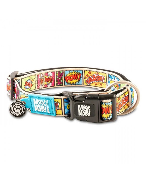 Max & Molly Smart ID Collar Comic Нашийник з QR-кодом, малюнок "Комікси"