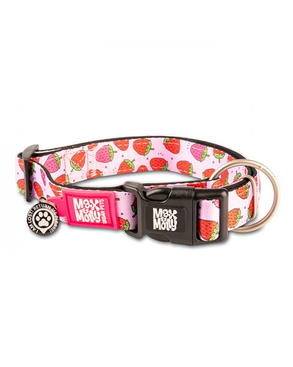 Max & Molly Smart ID Collar Strawberry Dream Нашийник з QR-кодом, малюнок "Полуниця"