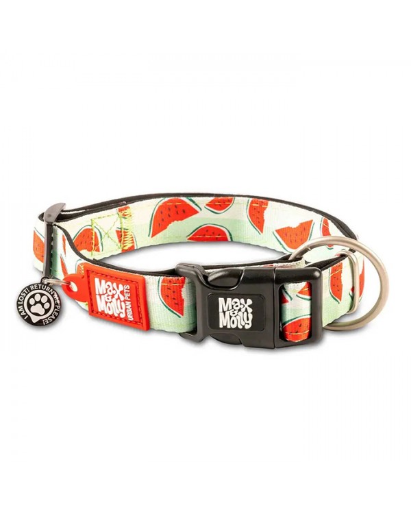 Max & Molly Smart ID Collar Watermelon Нашийник з QR-кодом, малюнок "Кавуни"