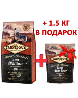 Carnilove Adult Lamb & Wild Boar 12 кг + 1.5 кг