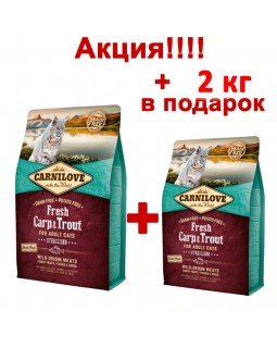 Carnilove Cat Fresh Carp & Trout Sterilised 6 кг + 2 кг Carnilove Cat Fresh Carp & Trout Sterilised 6 кг + 2 кг