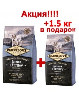Carnilove Puppy Salmon & Turkey 12 кг + 1.5 кг 