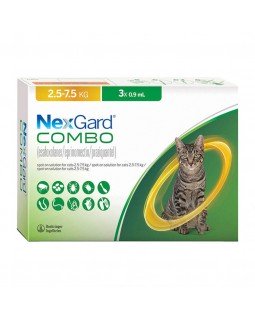 NexGard Combo Краплі від бліх, кліщів та гельмінтів для котів вагою 2.5 - 7.5 кг