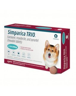 Simparica TRIO - Протипаразитарні жувальні таблетки від бліх, гельмінтів та кліщів для собак вагою від 10 до 20 кг