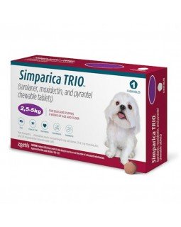 Simparica TRIO - Протипаразитарні жувальні таблетки від бліх, гельмінтів та кліщів для собак вагою від 2.5 до 5 кг