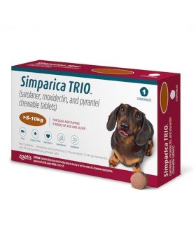Simparica TRIO - Протипаразитарні жувальні таблетки від бліх, гельмінтів та кліщів для собак вагою від 5 до 10 кг