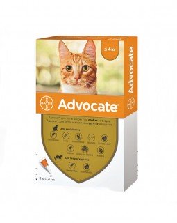 Advocate для кішок вагою до 4 кг, проти бліх, кліщів і гельмінтів