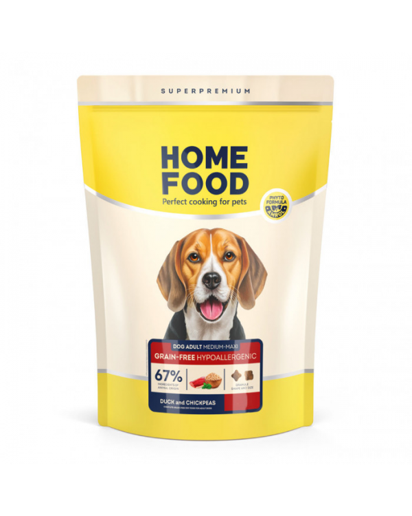 Home Food беззерновий для собак середніх і великих порід з качкою і нутом