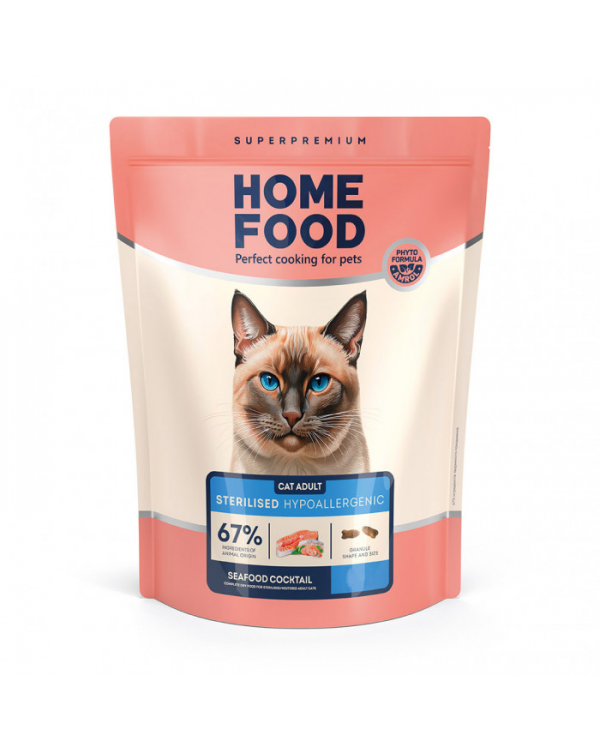 Home Food  гіпоалергенний корм для дорослих котів, морський коктейль