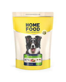 Home Food для активних собак та цуценят середніх і великих порід з ягням і рисом