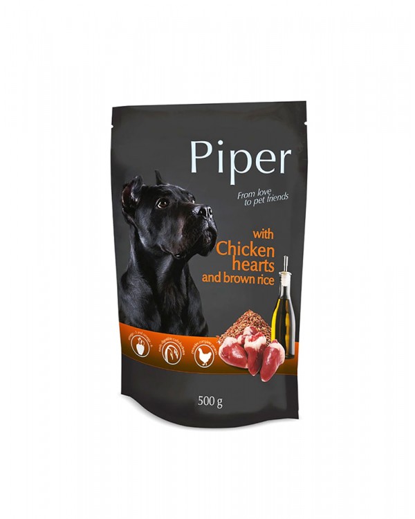Dolina Noteci Piper Chicken Hearts пауч з курячими серцями і коричневим рисом для собак