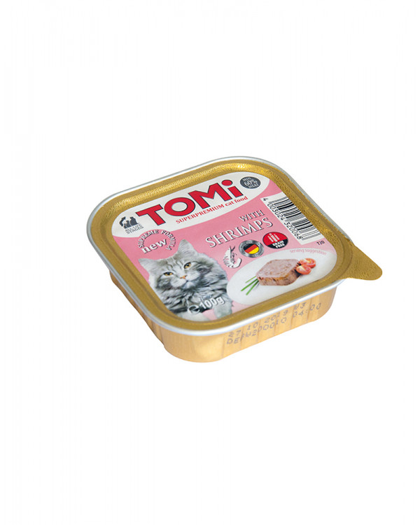 TOMi shrimps Паштет для взрослых котов с креветками, 100 г.