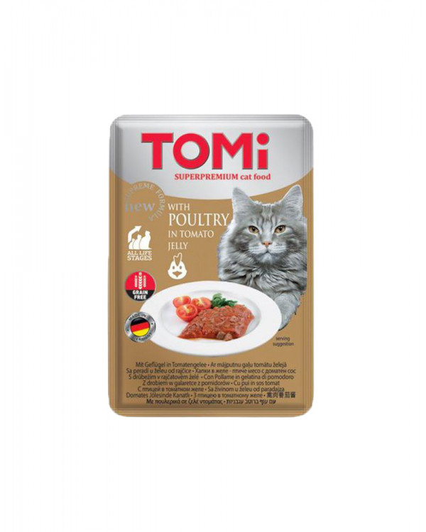 TOMi POULTRY in tomato jelly Консерва для  котов с птицей в томатном желе