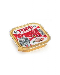 TOMi veal poultry Паштет для взрослых котов с телятиной и птицей, 100 г.