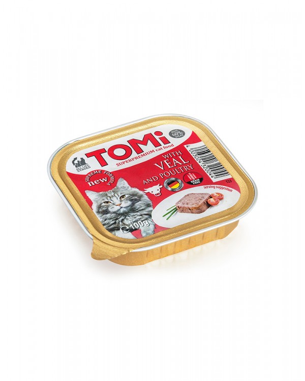 TOMi veal poultry Паштет для взрослых котов с телятиной и птицей, 100 г.