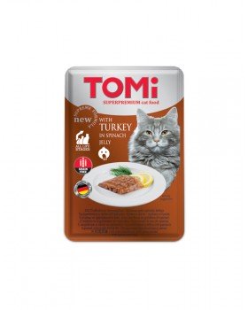 TOMi TURKEY in spinach jelly  Консерва для взрослых котов с индейкой в шпинатном желе