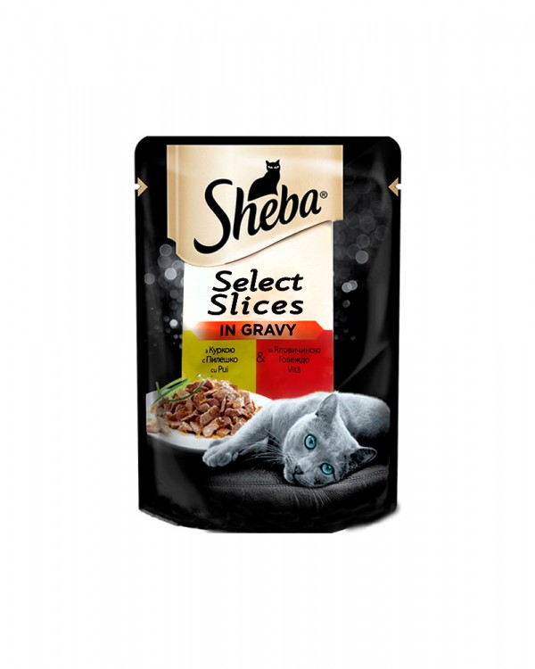 Sheba Для взрослых кошек с курицей и говядиной в соусе Sheba Для взрослых кошек с курицей и говядиной в соусе