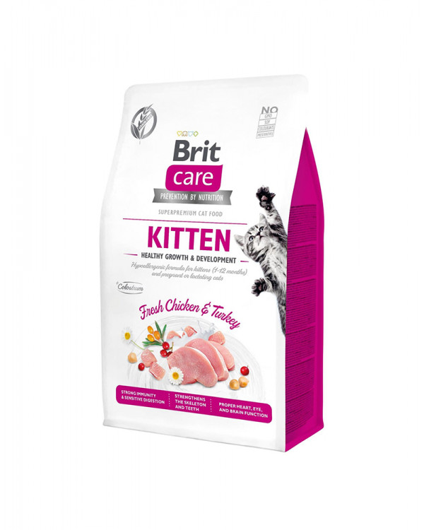 Brit Care Cat GF Kitten HGrowth & Development корм для кошенят з індичкою і куркою 