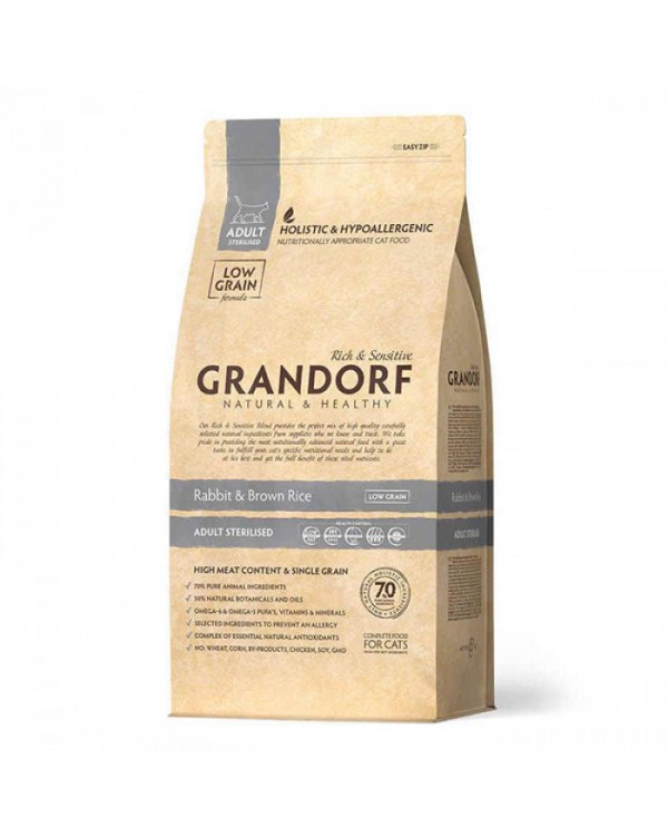 Grandorf Rabbit&Brown Adult Rice Sterilized - Грандорф Сухий корм із кроликом та рисом для стерилізованих котів