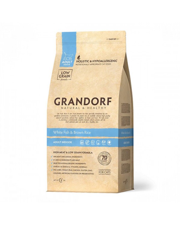 Grandorf White fish&Brown Rice Adult - Грандорф Сухий корм з білою рибою та коричневим рисом для котів з чутливим травленням