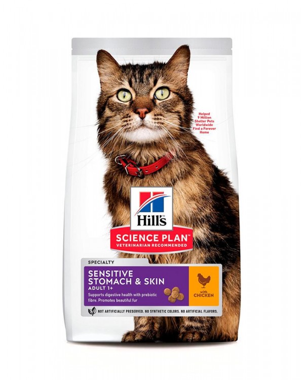 Hill's Science Plan Adult Sensitive Stomach & Skin для кішок c куркою Hill's Science Plan Adult Sensitive Stomach & Skin для кішок c куркою