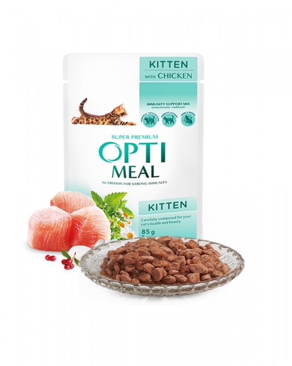 OptiMeal Вологий корм для кошенят з куркою
