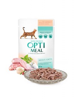 OptiMeal Вологий корм для дорослих кішок з кроликом в білому соусі