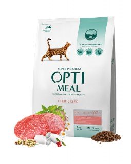 OptiMeal Для дорослих кастрованих котів і стерилізованих кішок - яловичина і сорго