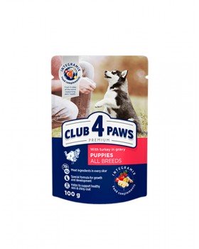 Клуб 4 лапи Консерви для цуценят з індичкою в соусі Клуб 4 лапи Консерви для цуценят з індичкою в соусі