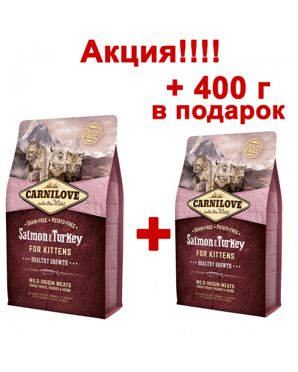 Carnilove Cat Salmon & Turkey Kitten 2 кг + 400 г