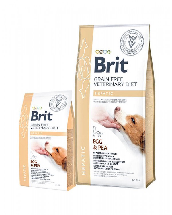 Brit GF VetDiets Dog Hepatic при хворобі печінки з яйцем, горохом, бататом і гречкою