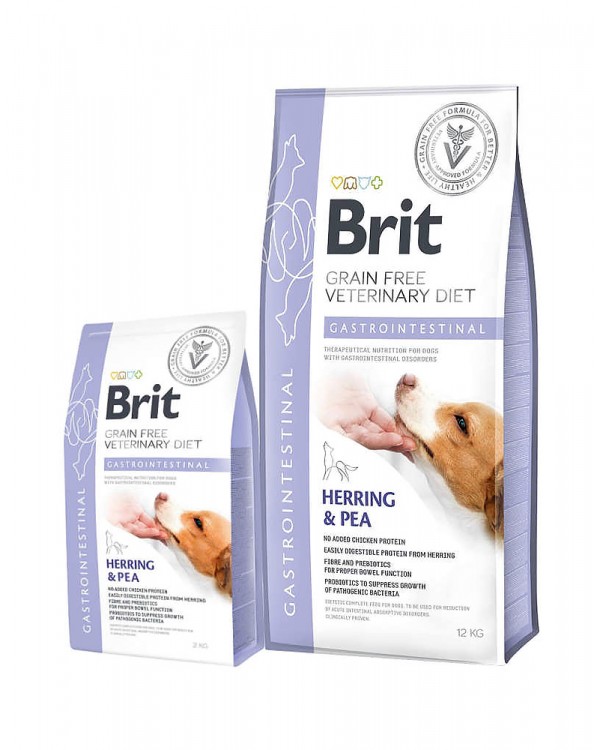 Brit GF VetDiets Dog Gastrointestinal при порушеннях травлення з оселедцем, лососем, горохом