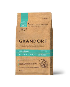 Grandorf Living Probiotics 4 Meat & Brown Rice Adult All Breeds - Грандорф сухий корм 4 види м'яса з пробіотиками для всіх порід