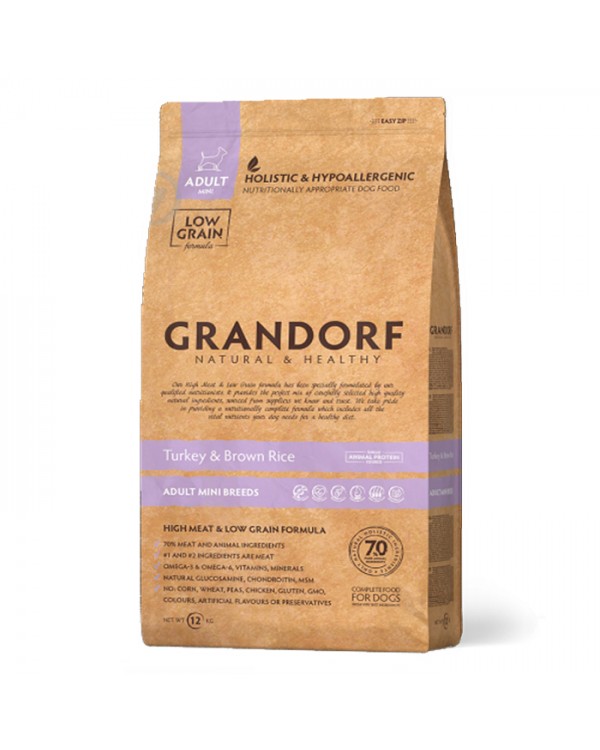 Grandorf Turkey and Brown Rice Adult Mini Breeds  - Сухий корм для дорослих собак дрібних порід з індичкою та бурим рисом