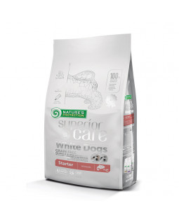 Nature's Protection Superior Care White Dog Grain Free сухий гіпоалергенний корм з лососем (стартер)  для цуценят всіх порід з білою шерстю