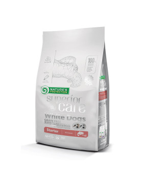 Nature's Protection Superior Care White Dog Grain Free сухий гіпоалергенний корм з лососем (стартер)  для цуценят всіх порід з білою шерстю