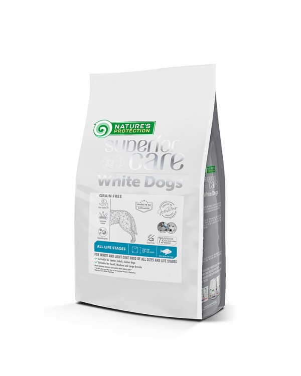 Nature's Protection Superior Care White Dogs Grain Free сухий гіпоалергенний корм з білою рибою для цуценят і дорослих собак усіх порід з білою шерстю Nature's Protection Superior Care White Dogs Grain Free сухий гіпоалергенний корм з білою рибою для цуценят і дорослих собак усіх порід з білою шерстю