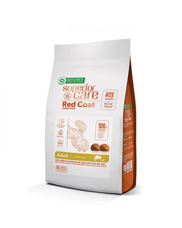 Nature's Protection Superior Care Dog Red Coat Grain Free сухий гіпоалергенний корм з лососем для собак дрібних та міні порід з рудою шерстю