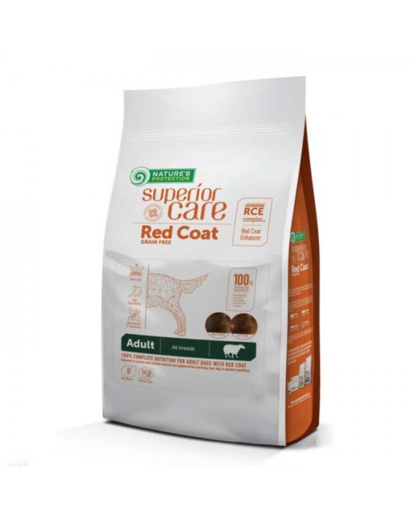 Nature's Protection Superior Care Dog Red Coat Grain Free сухий гіпоалергенний корм з ягням для собак усіх порід з рудою шерстю