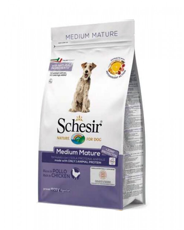 Schesir (Шезір) Dog Medium Mature корм для літніх собак середніх порід з куркою Schesir (Шезір) Dog Medium Mature корм для літніх собак середніх порід з куркою