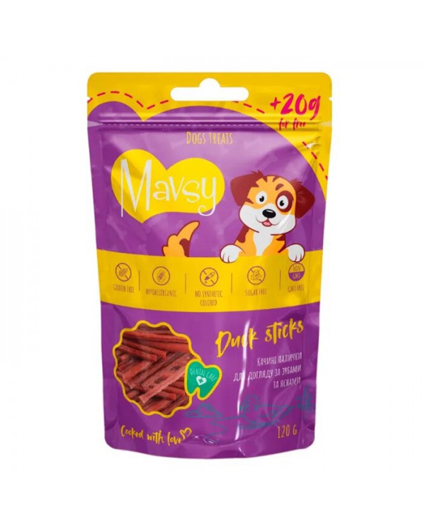 Mavsy Duck Sticks for dogs Ласощі для собак палички з качки для догляду за зубами та яснами