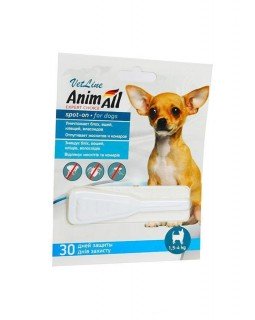 AnimAll VetLine Spot-On краплі на холку від бліх і кліщів для собак 1.5-4 кг (0.8 мл)