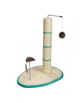 Trixie «Scratch Me» Кігтеточка-стовпчик з мишкою бірюзова, червона, чорна