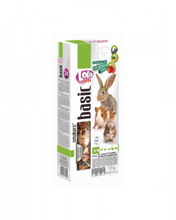 Lolo Pets Smakers (3в1) фрукты, овощи, рожковое дерево для грызунов и кролика 