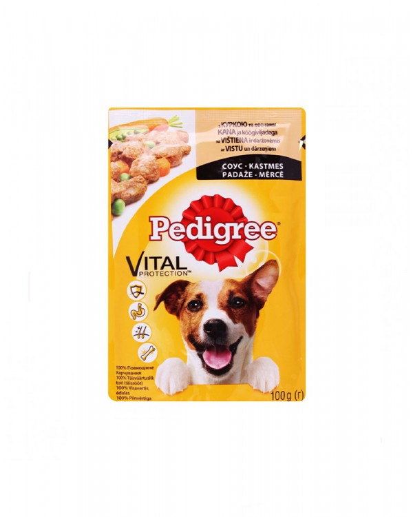 PEDIGREE Для взрослых собак с курицей и овощами в соусе PEDIGREE Для взрослых собак с курицей и овощами в соусе