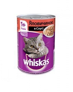 WHISKAS Для котів з яловичиною у соусі, 400 гр