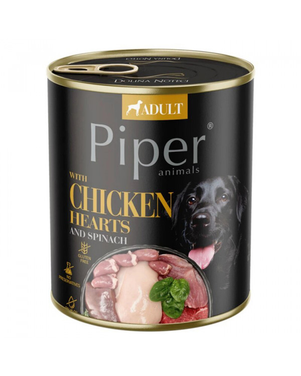 Dolina Noteci Piper Chicken Hearts Консервований корм для дорослих собак з курячими серцями та шпинатом