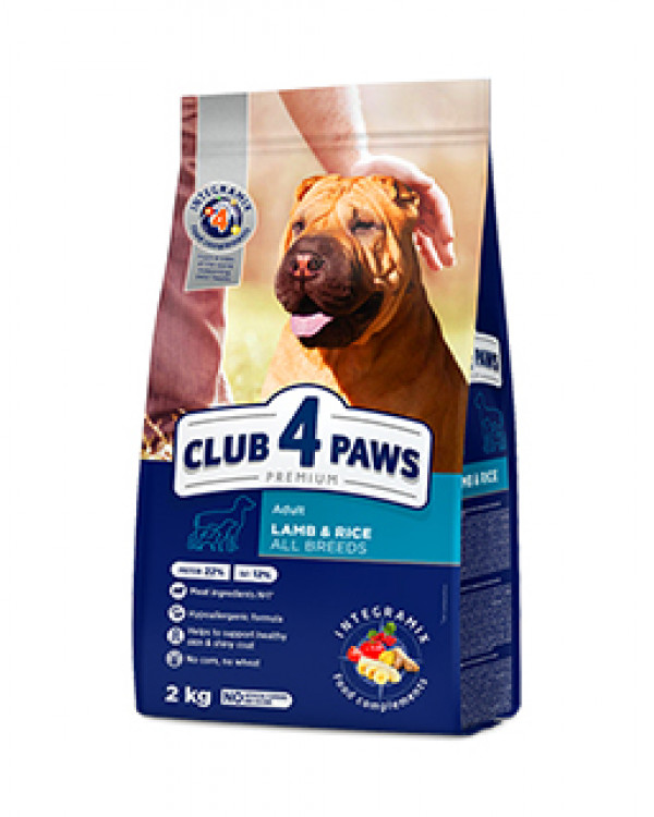 Клуб 4 лапи Premium Adult All Breeds Lamb and Rice для дорослих собак всіх порід з ягням і рисом