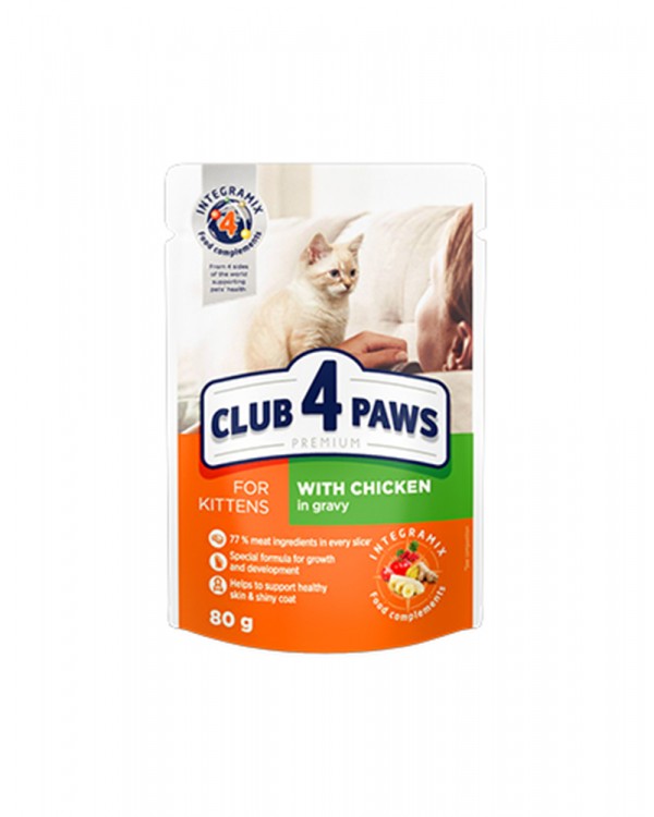 Клуб 4 лапи Консервований корм для кошенят з куркою в соусі